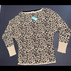 Maurices Cheetah Cat Print Dolman‎ Sweater Quiet Luxury Classic Business Casual